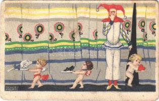 Children art postcard. B.K.W.I. 669-4. s: Robert Philippi (wet damage)