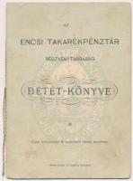 Encs 1903-1913. Encsi Takarékpénztár Részvénytársaság betétkönyve, bejegyzésekkel