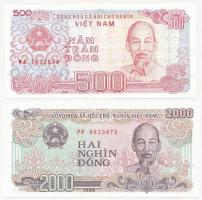Vietnám 1988. 500D + 2000D T:I Vietnam 1988. 500 Dong + 2000 Dong C:UNC