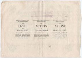 Budapest 1926. "Angol-Magyar Bank Részvénytársaság" részvénye 50P-ről, szelvényekkel, szár...