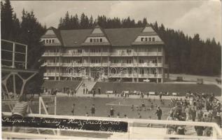 1930 Felsőzúgó-fürdő, Ruzsbachfürdő, Bad Ober Rauschenbach, Kúpele Vysné Ruzbachy; strand, fürdőzők / spa, bathers, swimming pool. Pollyák photo