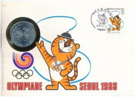 Dél-Korea 1982. 1000W Cu-Ni "Koreai táncosok" felbélyegzett borítékon, alkalmi bélyegzéssel T:1 South Korea 1982. 1000 Won Cu-Ni "Korean dancers" in envelope with stamp C:UNC Krause KM#28