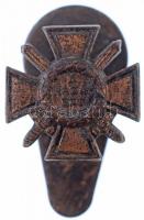 ~1940. Tűzkereszt I. fokozata miniatűr gomblyukjelvénye (14x14mm) T:1- Hungary ~1940. Miniature of Hungarian Fire Cross 1st class Br button badge (14x14mm) C:AU