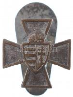 1940. "Nemzetvédelmi Kereszt / A Hazáért" miniatűr ezüstözött Br gomblyukjelvény T:2 Hungary 1940. "National Defense Cross" miniature silver-plated Br buttonhole badge C:XF