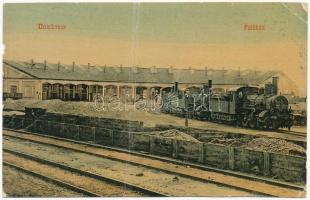 1911 Dombóvár, vasútállomás, fűtőház, gőzmozdonyok (fa)