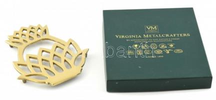 Virginia Metalcrafters ananász formájú fém edényalátét, díszdobozban, újszerű állapotban, 18x15 cm