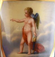 Biedermeier bécsi csésze porcelán, színes festéssel és aranyozással, ún. barátság csésze, ívelt füll...