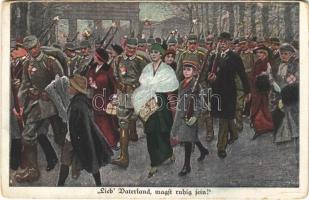 Lieb Vaterland, magst ruhig sein! / WWI German military art postcard, patriotic propaganda with soldiers. Künstler-Karte der Lustigen Blätter Nr. 50. (kopott sarkak / worn corners)