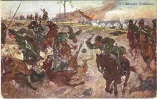 Flüchtende Kosaken / WWI Austro-Hungarian K.u.K. military art postcard, fleeing cossacks. B.K.W.I. 259-12. s: Ludwig Koch (EK)