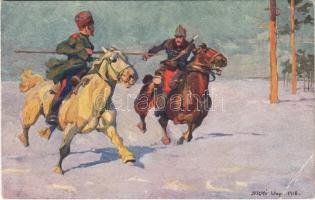 Párbaj / Zweikampf / WWI Austro-Hungarian K.u.K. military art postcard, duel s: Juszkó (EB)