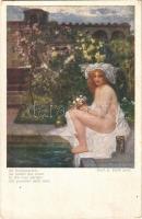 Im Rosengarten / In the rose garden Erotic nude lady art postcard. B.K.W.I. Nr. 2480. s: Prof. E. Veith (EK)