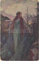 1917 Irrlicht / Erotic nude lady art postcard s: C. V. Muttich (fa)