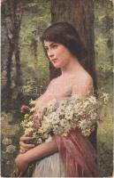 Die Massliebchen / Erotic lady art postcard. Salon J.P.P. 2027. s: A. J. Chantrou (EK)