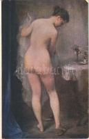 Nach dem Bade / Erotic nude lady art postcard, after bath. Salon J.P.P. 2042. s: Berten