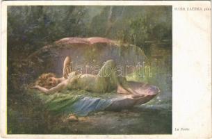 La Perle / Erotic nude lady art postcard. Pantophot Vienne Nr. 184. s: Hans Zatzka (EK)