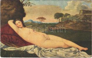 1919 Schlummernde Venus / Erotic nude lady art postcard. Amtliche Ausgabe der Generaldirektion der Königlichen Sammlungen zu Dresden. Verlag Julius Bard s: Giorgione (EK)