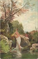 1918 Nymphe / Erotic nude lady art postcard. Deutsche Kunst Nr. 549. s: Hermann Corrodi (EK)