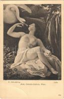 Leda / Erotic nude lady art postcard. Kais. Gemälde-Galerie Wien s: F. Schrotzberg (EB)