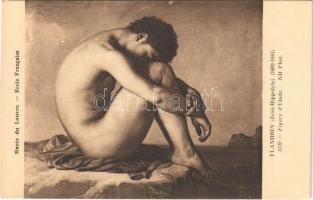 Figure dEtude / Erotic nude art postcard. Musée du Louvre. Ecole Francaise. ND Phot. s: Flandrin
