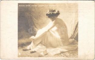 La Lettre / Erotic nude lady art postcard. Salon 1909 s: Louise Landré (EB)