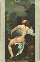 Io empfängt den Kuß Jupiters / Erotic nude lady art postcard. Stengel s: Correggio (fl)