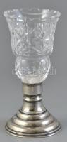 Ezüst (Ag) talpú kristály váza. Bruttó: 401g Jelzett, hibátlan . 19 cm