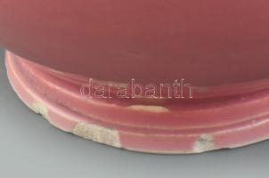 Zsolnay rózsaszín kancsó 2db, mázas fehércserép és porcelán. 20cm, egyik jelzés nélkül, a másik jelz...