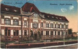 1938 Komárom, Komárnó; Polgári fiúiskola / boy school + 1938 Komárom visszatért So. Stpl (EK)