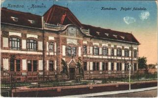 1938 Komárom, Komárnó; Polgári fiúiskola / boy school + "1938 Komárom visszatért" So. Stpl (EK)