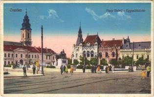 1940 Nagyvárad, Oradea; Egyesülési tér / Piata Unirei / square + 1940 Nagyvárad visszatért So. Stpl (EK)