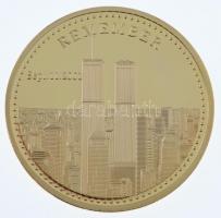 Amerikai Egyesült Államok DN Amerikai Hősök / Emlékezzünk 2001. szeptember 11-ére (Világkereskedelmi Központ) aranyozott fém emlékérem (40mm) T:PP USA ND American Heroes / Remember Sept. 11. 2001. (World Trade Center) gilt metal medallion (40mm) C:PP