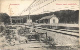1916 Budapest XI. Kamaraerdő, Villamos vasút megállóhely, HÉV vasútállomás. Führinger János kiadása