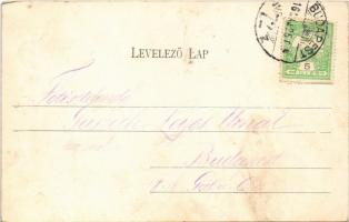 1916 Budapest XVII. Rákosliget, vasútállomás, 377 sor. gőzmozdony. Wollner Alajos kiadása (fl)