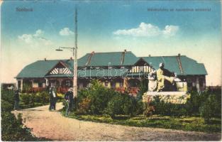 1916 Szolnok, Művésztelep, Anonymus szobor. Vasúti levelezőlapárusítás 14. 1916.