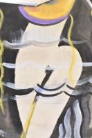 Scheiber H jelzéssel: Zenélő hölgy. Akvarell, pasztell, papír. Szakadásokkal. 60x44,5 cm