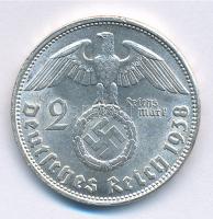 Német Harmadik Birodalom 1938B 2M Ag "Hindenburg" T:2 German Third Reich 1938B 2 Mark Ag &...