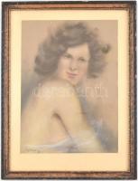 Gy. (Gyirmóti) Farkas Géza (1894-1966): Kacérkodó. Pasztell, papír, jelzett. Üvegezett fa keretben, ...