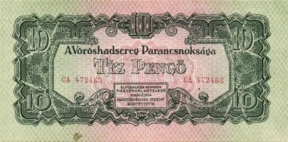 1944. 10P "V.H." előlapon látványos festékfolttal! T:I