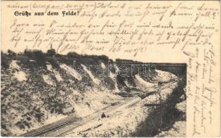 1915 Grüße aus dem Felde! Eine Bahnstrecke im Feuerbereich in Nordfrankreich / WWI German military, railway line in Northern France (EK)