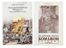 Dr. Szénássy Zoltán: Komárom ostroma 1849-ben. Komárom, 1999, Komáromi KT. 256 p. Fekete-fehér képekkel illusztrálva. Kiadói papírkötés, kissé kopott borítóval. + Csikány Tamás: Csata Komáromnál 1849. július 2-án, avagy a szabadságharc harcászata. Bp., 2003, Hadimúzeum Alapítvány. 166+2 p. Színes és fekete-fehér képekkel, térképekkel illusztrálva. Kiadói papírkötés, kissé kopott borítóval, bejegyzésekkel.