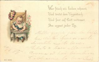 1899 Wer frisch ins Leben schauet... / Children art postcard. A.R. 6252. litho (fl)