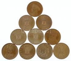 Románia 2011-2021. 50b Ni-sárgaréz (10xklf) forgalmi emlékérme T:vegyes Romania 2011-2021. 50 Bani Ni-brass (10xdiff) commemorative coins C:mixed