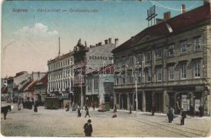 1918 Sopron, Várkerület, villamos, Dürböck és Lederer testvérek üzlete (Rb)