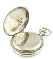 Révéil & Avertisseur Brévet 10461 ébresztős zsebóra fém tokkal, jelzett számlappal (hajszálreped...