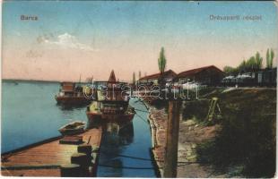 1918 Barcs, Dráva parti részlet, iparvasút, tehervagonok. Vasúti levelezőlapárusítás 4367. (EK)