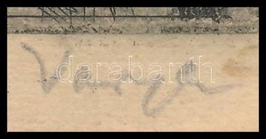 Varga Nándor Lajos (1895 - 1978): Akác a ház mellett. Rézkarc, papír. Jelzett. Foltos. 24x18 cm