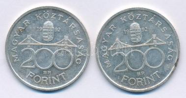 1992. 200Ft Ag "MNB" (2x) T:1-,2 Adamo F13