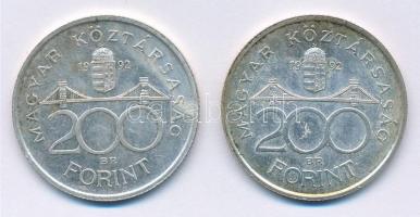 1992. 200Ft Ag "MNB" (2x) T:1-,2 Adamo F13