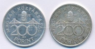 1992. 200Ft Ag "MNB" (2x) T:1-,2 Adamo F13