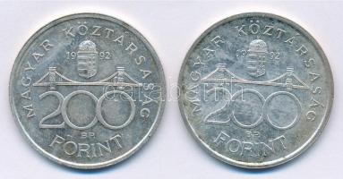 1992. 200Ft Ag "MNB" (2x) T:1-,2 Adamo F13